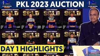 PRO KABADDI 2023 AUCTION DAY 1 HIGHLIGHTS || PKL 2023 AUCTION SOLD PLAYERS LIST