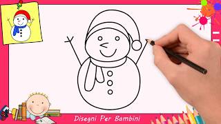 Come disegnare un pupazzo di neve FACILE passo per passo per bambini 1