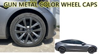 2023 TESLA MODEL 3 18'' WHEEL CAPS METAL GUN COLOR