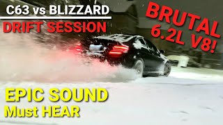 C63 AMG SNOW DRIFT SESSION - BRUTAL 6.2L V8 SOUND!!