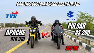 tvs Apache RTR 310 vs custom puslar AS 200 | top end race | shocking results 😱