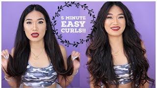 5 MINUTE EASY HAIR CURLS!!! (ON THE GO CURLS!!!)