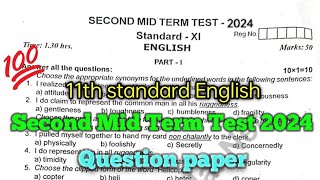 11th English Second Mid Term Question Paper 2024