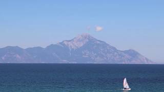 The view of Mount Athos from Sarti Greece - Part 1