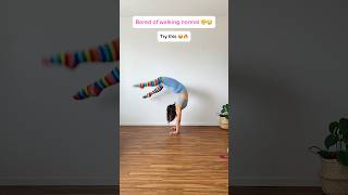 Bored of Walking NORMAL!  👣🙄 Try and Tag me 😉🩵 #gymnast  #backbend #training #tutorial