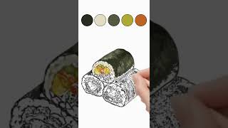 Sushi Rolls A Bite of Perfection 🍣❤️ #shorts #paint #pencilart