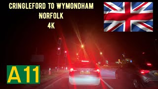 Driving from Cringleford to Wymondham at Night (4x Timelapse)