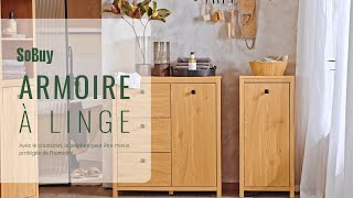 SoBuy Armoire à linge丨Coffre à linge丨Armoire de salle de bain丨Meuble bas de salle de bain丨BZR96-SN