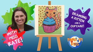 Drawing for Kids - How to Draw a Kitten and a Cupcake - art for kids Cute drawings