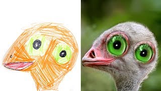 Детские Рисунки в Реальности #3  Детям про Животных Recreate Kids Monster Doodles Lion boy