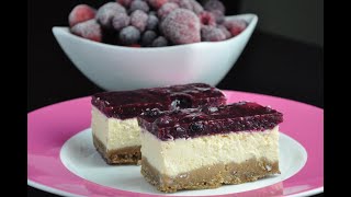 Prăjitură dietetică tip cheesecake cu iaurt  fără gluten, fără zahăr