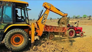 JCB 3DX WORKING IN FIELD ZONE WITH TWO MAHINDRA TRACTOR 275DI || WITH ORIGINAL AUDIO|| #tractorlife