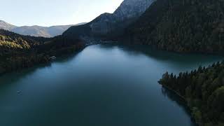 Flight over the lake. Полёт над Рицей.