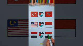 Arab countries flags🌍❤️🌍 تصميم اعلام الدول العربية #art #flag #رسم #palestine #drawing #shorts #m