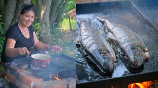 Kuhanje u prirodi: Pastrmka i krompir salata iz mog vrta 🐟