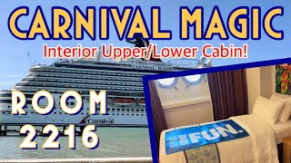 ROOM TOUR: Carnival Magic Interior Upper/Lower (portholes) Stateroom 2216