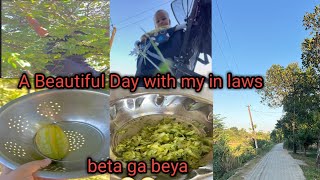 A Beautiful Day with my In laws 😍😍😍 Tenga kune kune khai val pai ??? beta ga beya 😔😔😔😔