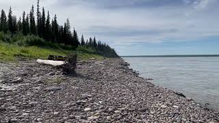 Boating the Mackenzie River with North Star Adventures - Lunch across from the beautiful Keele River