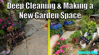 Patio Cleanup & Makeover || Planting a New Garden || Shopping at Lowes & Home Depot || Saturday Vlog