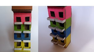 how to make a cardboard building l Matchbox l #cardboard craft