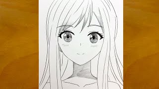 Anime Sketch | How to Draw a Simple Anime Girl Face with Big Eyes Step by Step for Beginners