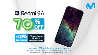 Redmi 9A con 70% OFF y GIGAS DOBLES en Movistar