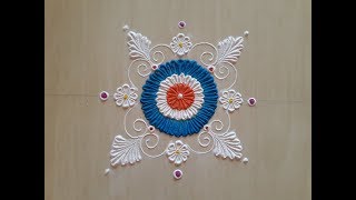 #rangolidesigns Beautiful Rangoli design by Sneha Jadhav || Easy Rangoli design for festivals