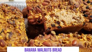 MOIST BANANA BREAD RECIPE|| BANANA BREAD WITH RAISINS, WALNUTS, AND ALMOND|| HOMEMADE BREAD