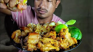 Mukbang juicy pork ribs with chicken lollipop chicken wings 🌶️🌶️🤤🤤