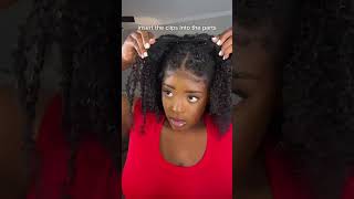 Here’s how to do the “no leave out” v part wig method on short hair❗#curlymehair #hair #vpartwig