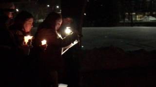 Daughter of missing woman Joanne Ringer speaks at a vigil on March 16