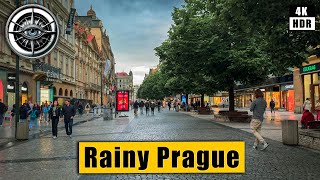 Prague Center Rainy Walking Tour 🇨🇿 Сzech Republic 4k HDR ASMR