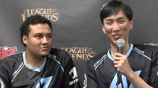 Doublelift and Aphromoo professional LCS Alistar Leona bot