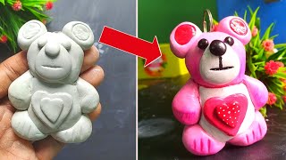 Cute teddy bear making with Clay / DIY Teddy bear / Using Acrylic Clay 🐨