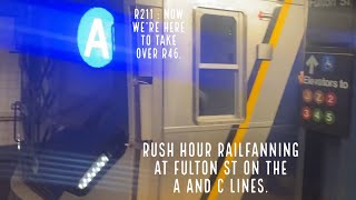 Rush Hour Railfanning at Fulton St on the A and C Lines