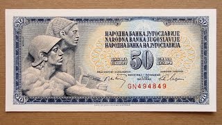 50 Yugoslavian Dinars Banknote (Fifty Dinars Yugoslavia: 1968) Obverse & Reverse