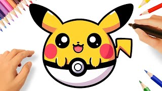 COMO DESENHAR O PIKACHU POKEBOLA KAWAII FÁCIL⚡💟