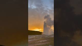 Old faithful at sunrise #yellowstone #nature #wild #fyp #explore #travel #geyser