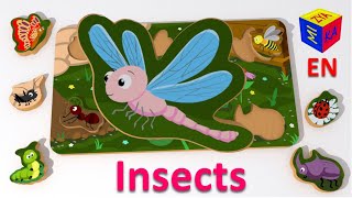 Learn insects for kids. Cartoons for babies and toddlers. Baby toys: puzzle with insects