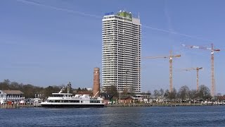 Lübeck-Travemünde, Germany: Trave, Hotel Maritim, Alter Leuchtturm - 4K UHD Video (2160p/60p)