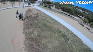 Flying eachine wizard x220xv with a lot of wind