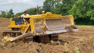 Classic Caterpillar bulldozers stripping topsoil at Sibbertoft.