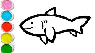 How To Draw Shark with Rainbow Colors for Kids. | Kids Art Cafe