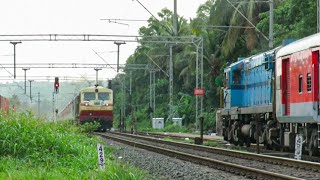 BOOM BOOM Konkan Railway:Pyramid EMD With 12432 New Delhi TVC Rajdhani Thrashed Verna:Indian Railway