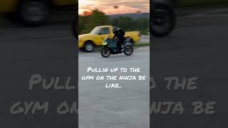 Pullin up to the gym on the ninja with style🤙🏽 #wheelie  #ninja400 #ninja #kawasakininja