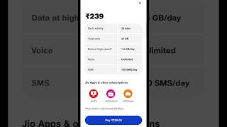 Jio ₹239 New Recharge Plan All Details 🔥 | Jio ₹299 Recharge Plan Details #shorts.