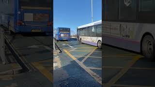 Optare Versa First Cymru (YJ13 HLV At Bridgend On The X2 To Porthcawl And Enviro 200 (YX14 RWK) #uk