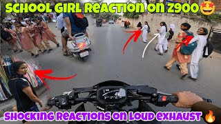 School Girl Reactions🤩 | City Ride on Z900 | Z900 Loud exhaust | #skonride