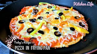 Pizza in Frying Pan | 5 Minutes NO Oven No Yeast Crust Pizza Recipe 🍕 How to make self Rising Flour