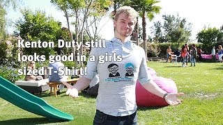 Kenton Duty looks good in a girls t-Shirt